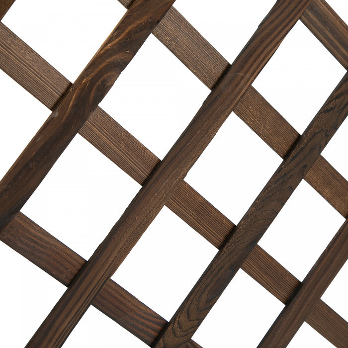 Outsunny 2.4 X 1 X 4.9 Ft Garden Wooden Pine Trough Planter With Topped Trellis Climbing Plants Flower Raised Bed, Carbonized