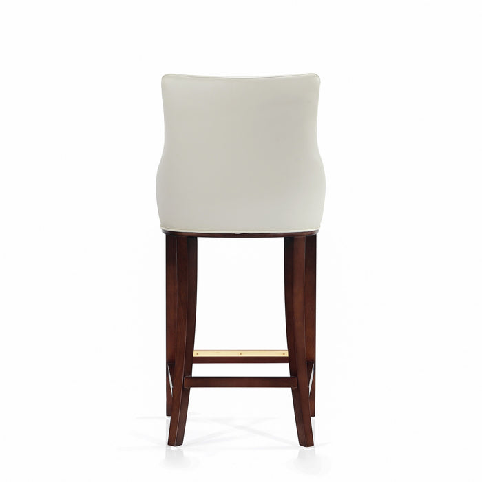 Shubert Modern Wood Upholstered Barstool in Ivory - Set of 2