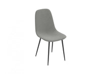 Dining Chair With Grey Fabric Seat And Sturdy Black Metal Base 