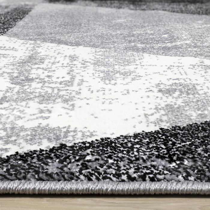 Covington Black White Grey Distressed Geometric Triangle Rug, 7'10\" x 10'6\" Indoor Area Rug
