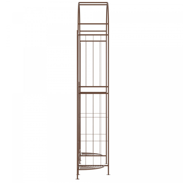 Outsunny 7ft Garden Gate Arbor Wedding Arch With Doors Plant Shelves, Brown