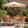 Costway 9 FT Patio Umbrella with Adjustable Height Rope Pulley Lift Vented Top 8 Sturdy Ribs Beige
