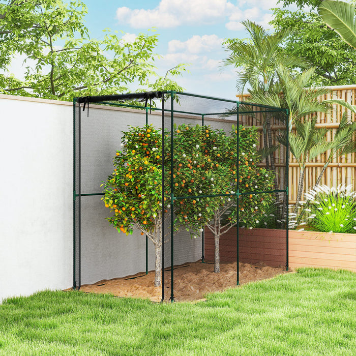Outsunny Crop Cage, Large Plant Protection Tent with Zippered Door, Black