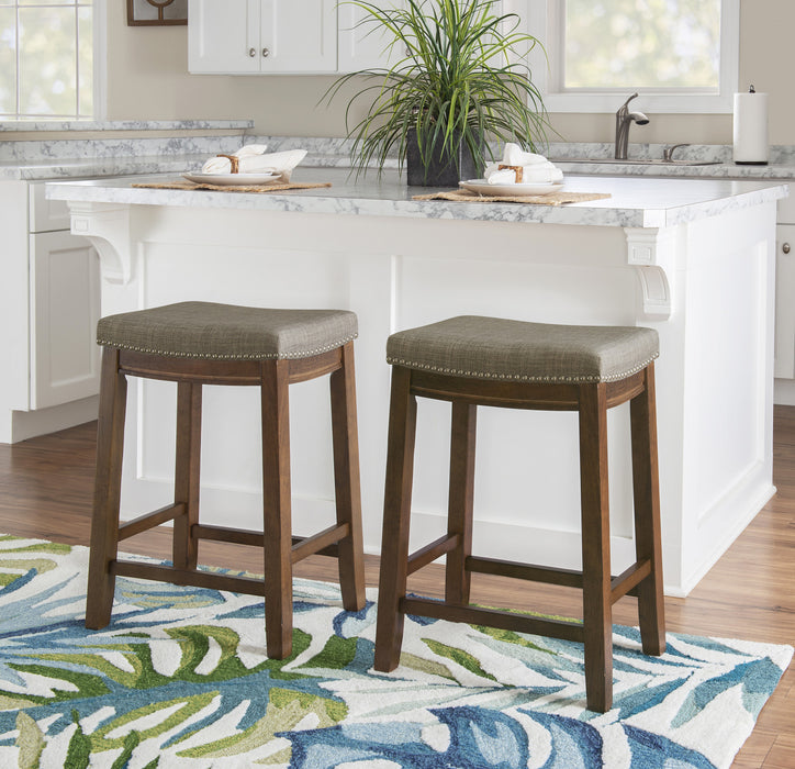 Claridge Linen-Look Fabric Backless Saddle Counter-Height Stool - Dark Brown