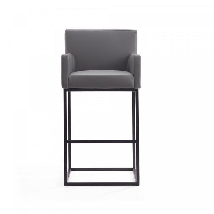 Ambassador Mid-Century Modern Metal Upholstered Barstool in Gray - Set of 3 Bar Stool