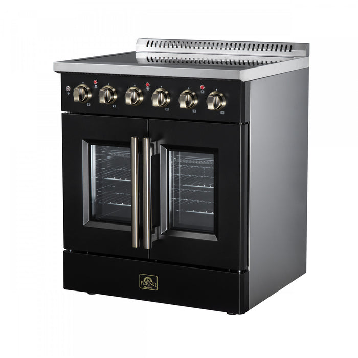 Galiano 30 Inch French Door Electric Range, 4 radiant burners, 4.32 cu.ft., Black - FFSEL6917-30BLK