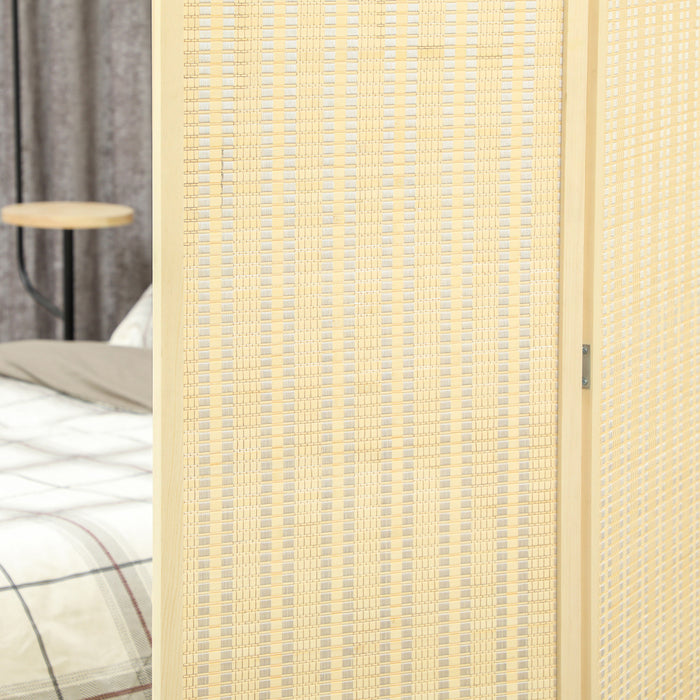 HOMCOM 6 Ft 3 Panel Room Divider, Folding Bamboo Privacy Screens, Natural