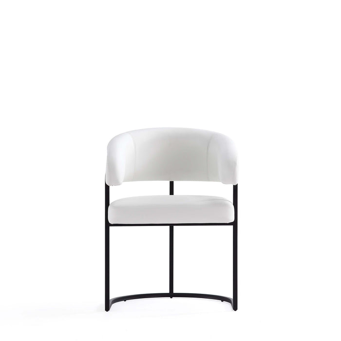 Augusta Modern Metal Vegan Leather Dining Chair in White - Set of 4