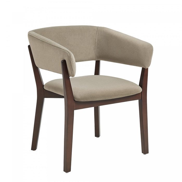 Blake Modern Faux Mohair Wood Armchair in Linen - Set of 4 Dining Chair