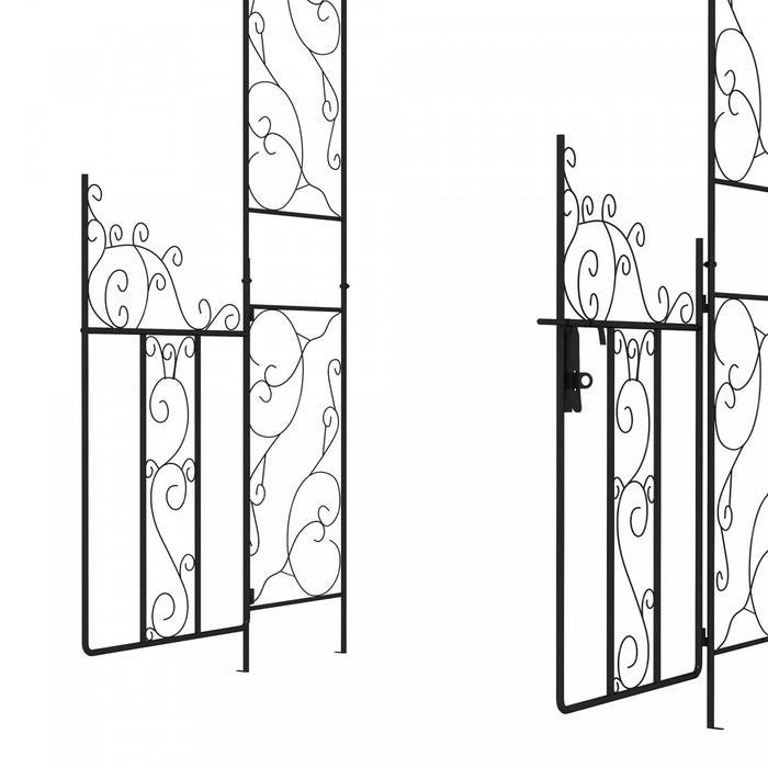 Outsunny Metal Garden Arch W/ Double Gate, Garden Arbor Trellis, Black