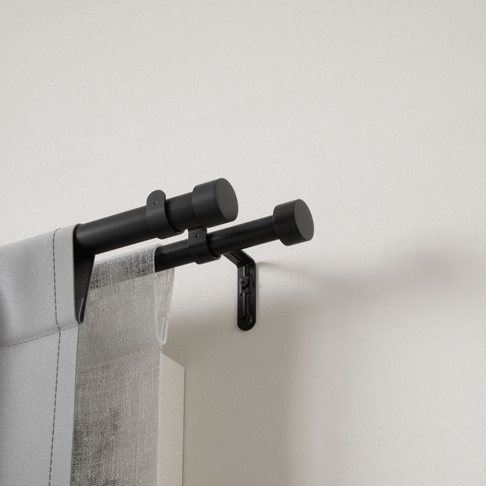 Umbra Cappa Brushed Black Expandable Double 1\" Curtain Rod - 66\"-120\" 