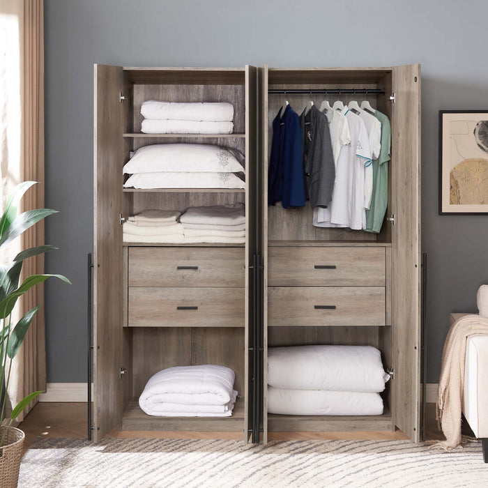 Lee Modern 2-Piece Wardrobe Closet in Rustic Gray Armoire
