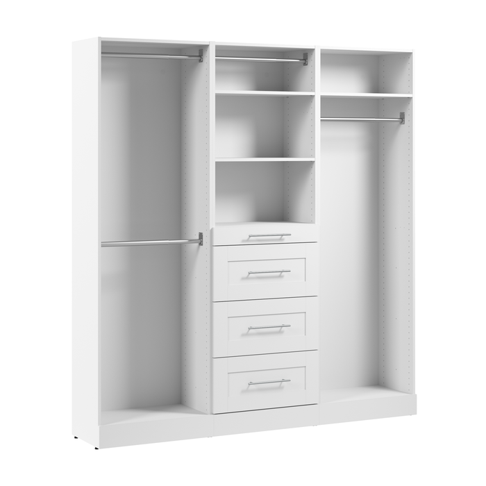 Bestar Florence 75\" Modular Reach-In Closet System with Rods, Shelves and Drawers Shaker Style - White