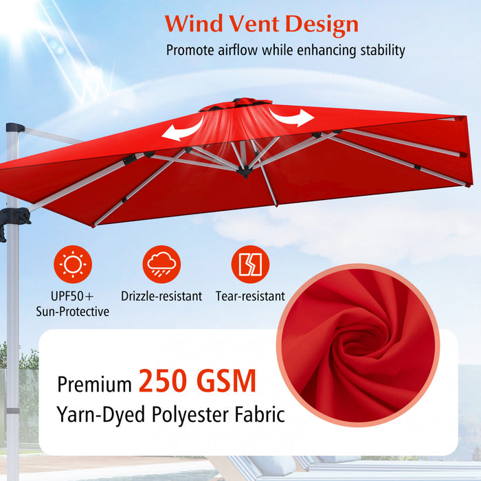 Costway 10 FT Patio Cantilever Umbrella Outdoor Aluminum Hanging Offset Umbrella w/ 360° Rotation Orange