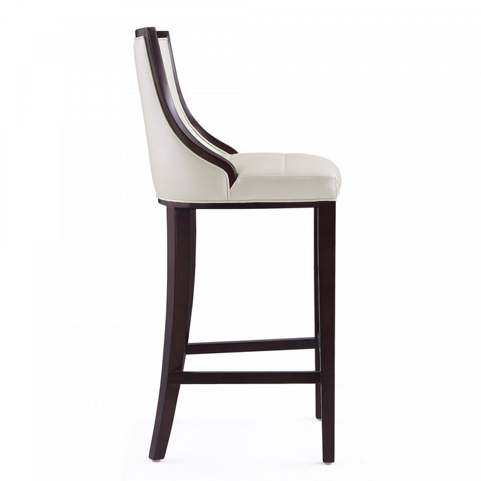 Fifth Avenue Traditional Wood Upholstered Barstool in Pearl White - Set of 2