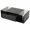 Gleam 39.3 Inch High-Gloss Coffee Table with LED Lights, Drawer and Glass Side Panels, Black | Gleam Table Basse Haute Brillance 39.3 po avec Lumieres LED, Tiroir et Panneaux Lateraux en Verre, Noir