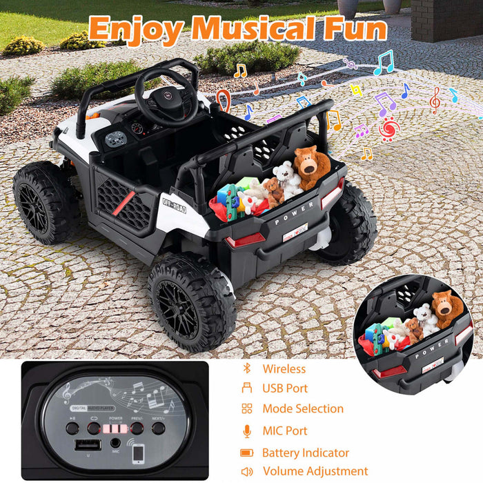 Costway 12v Kids Ride On Truck With Parental Remote 3 Speeds & Reverse Forward Function White