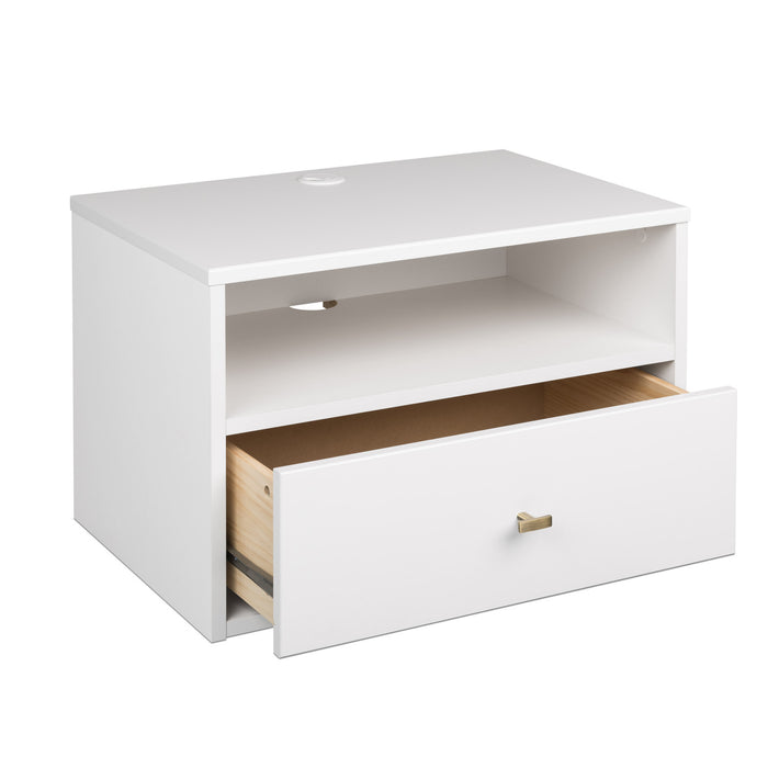 Floating Shelf with Drawer - White