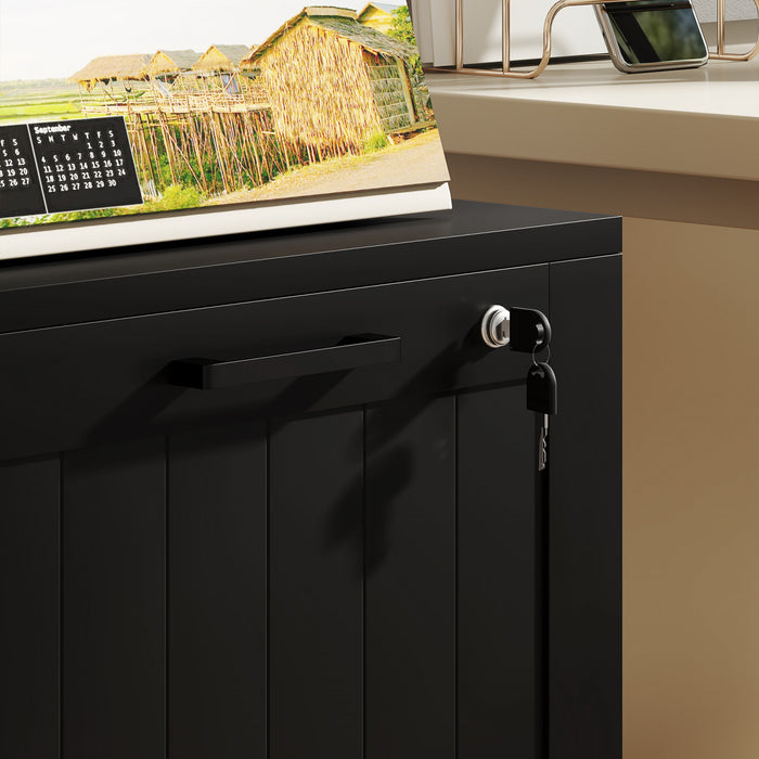 HOMCOM 2 Drawer File Cabinet with Lock Filing Cabinet for A4 Letter Black