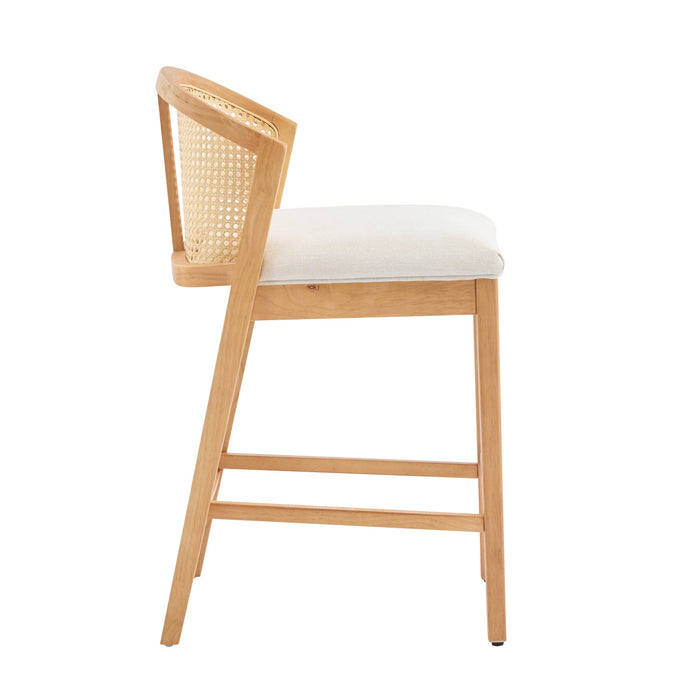 Tatti Rubber Wood Counter Stools with Cane Back Set of 4,Beige