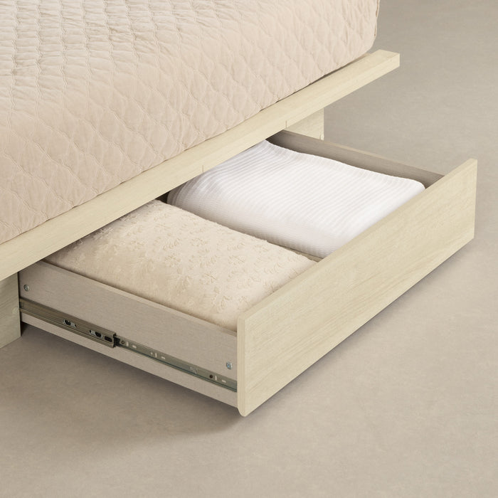 Fusion Full Platform Bed With Drawer - Bleached Oak 