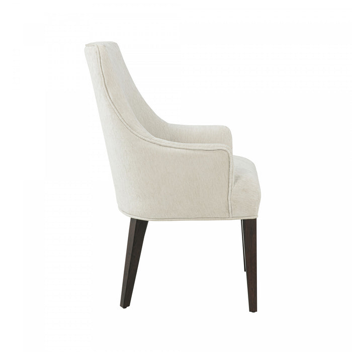 Beever Modern Wood Chenille Armchair in Cream