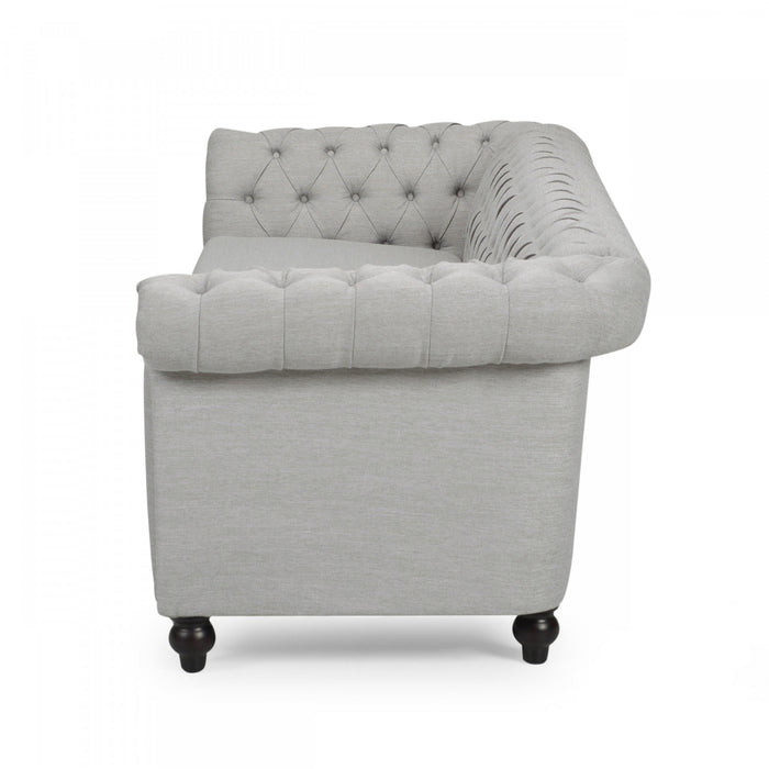 Colin Fabric 3 Seater Sofa With Tufted Back And Nailhead Trim - Grey