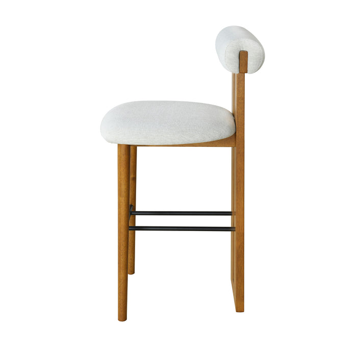 Sophia Indoor Modern Rubberwood Bar Stool Set of 4 with Supportive Backrest,Ivory&Walnut