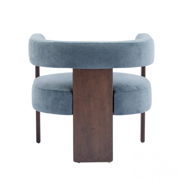Olivia Velvet Upholstered Accent Armchair with Barrel Back Design and Rubber Wood Frame,Blue Accent Chair