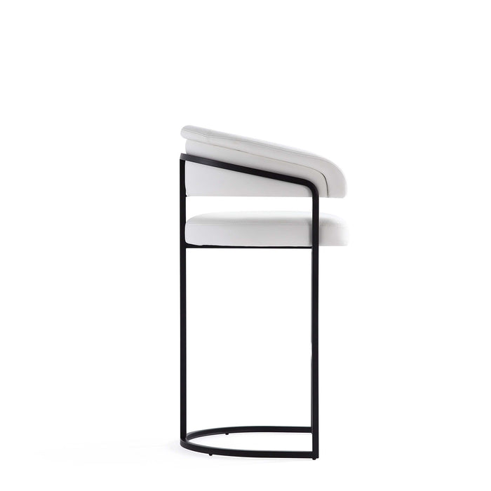 Augusta Modern Metal Upholstered Barstool in White - Set of 2