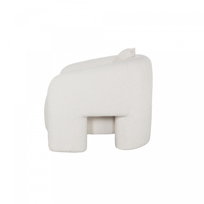 Sylvia Modern Glam Tweed Lounge Chair in Ivory - Set of 2