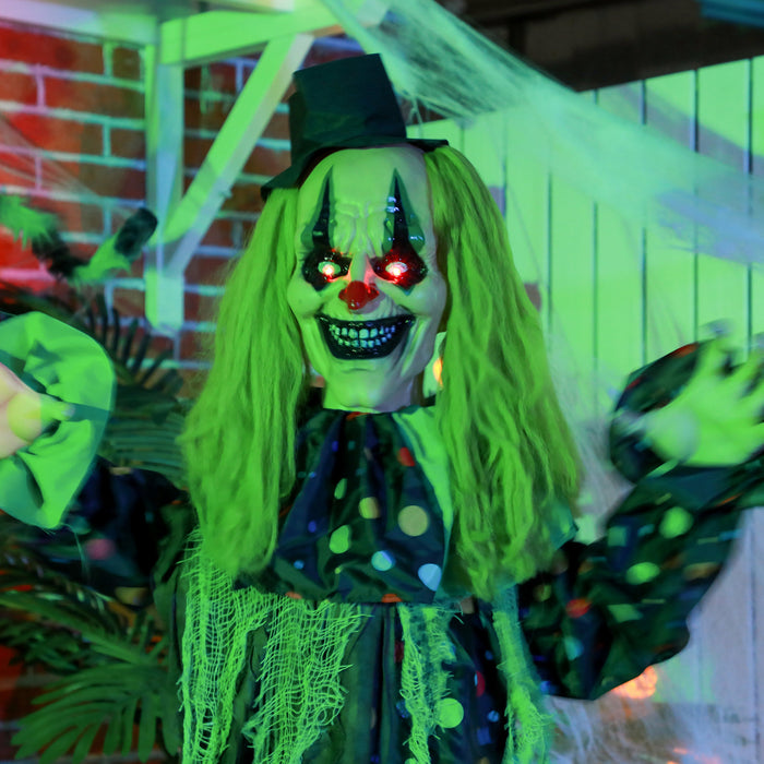 HOMCOM 6ft Life Size Outdoor Halloween Decoration Animatronic Circus Clown