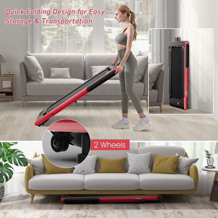 Superfit 2.25hp 2 In 1 Folding Treadmill Jogging Machine W/app Control Red