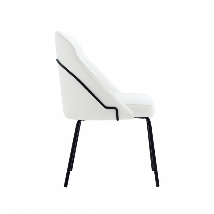 Gracie Modern Metal Vegan Leather Dining Chair in White and Black