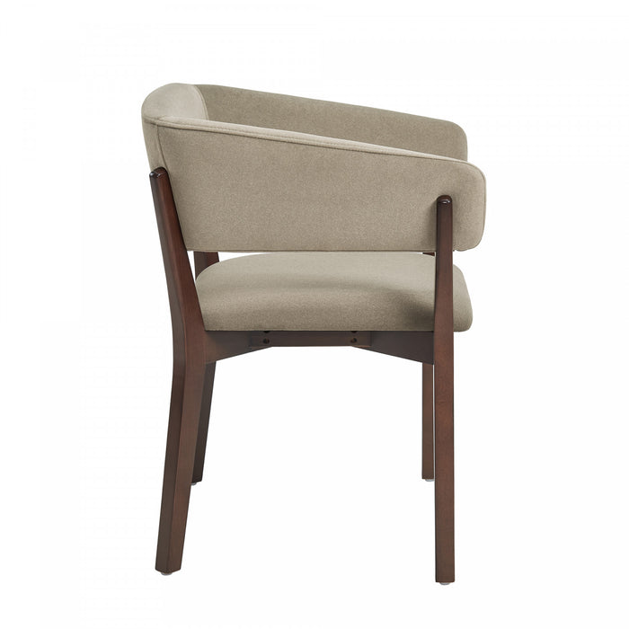 Blake Modern Faux Mohair Wood Armchair in Linen - Set of 4 Dining Chair