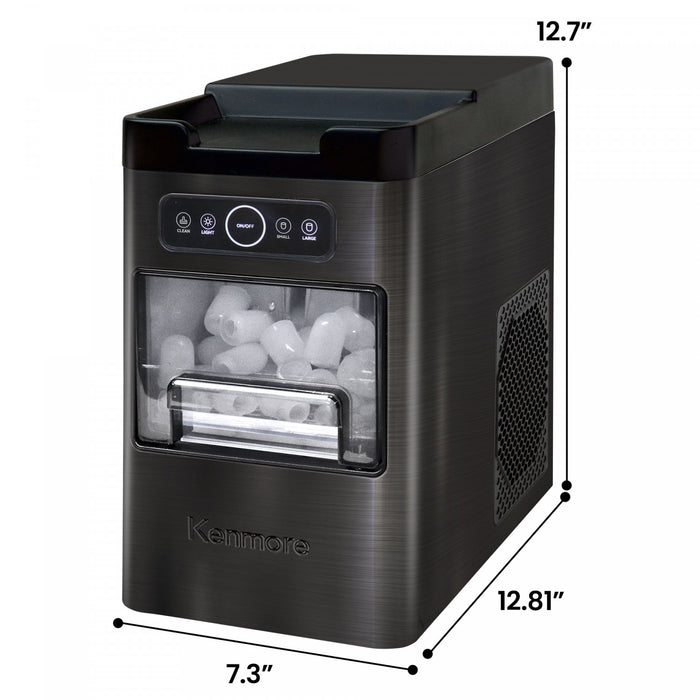 Kenmore Front-Load Countertop Ice Maker 26lb/24hr Black Stainless Steel