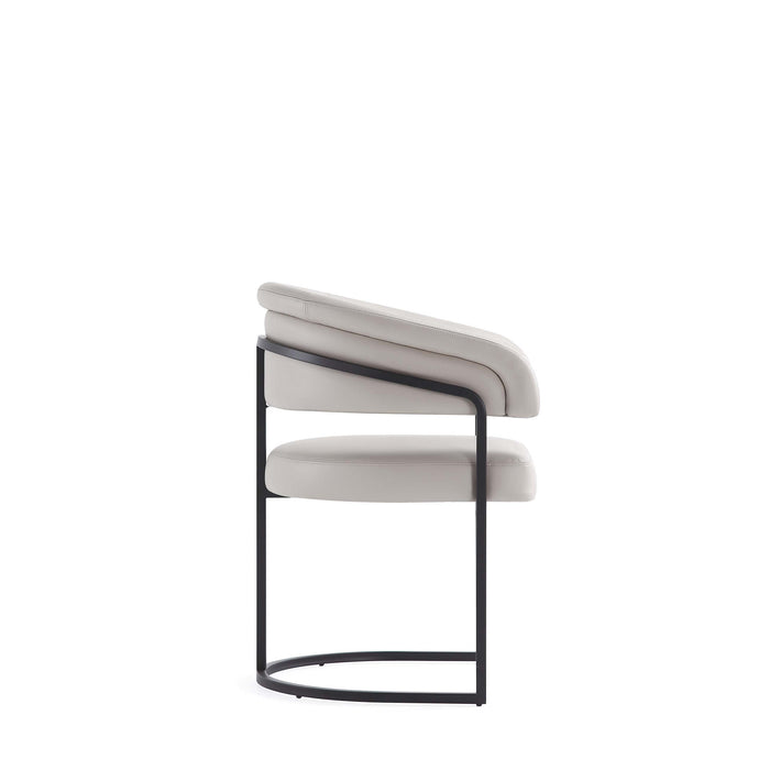 Augusta Modern Metal Vegan Leather Dining Chair in Light Gray