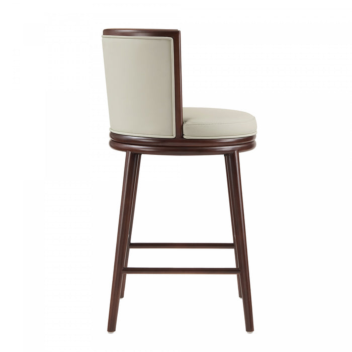 Evalyn Modern Wood Upholstered Barstool in Stone - Set of 2