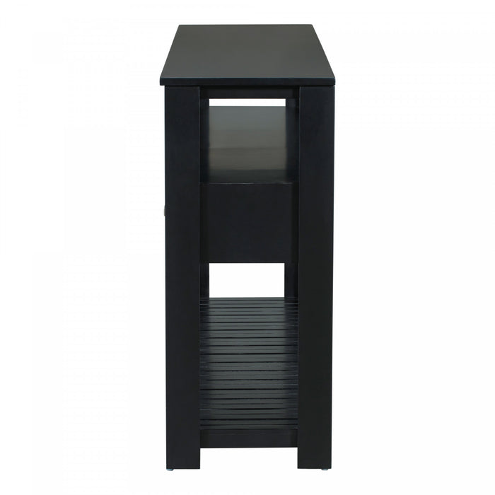 Ava 62.2'' Large Entryway Table with Drawers and Open Shelves,Black Sofa Table