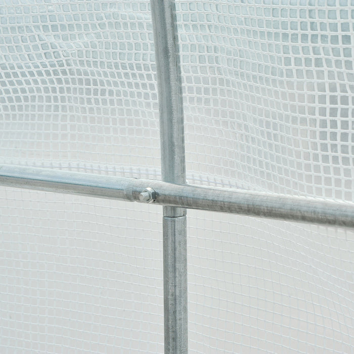 Outsunny 11.5x6.6x6.6ft Walk-in Tunnel Greenhouse Portable Garden Plant Growing Warm House With Door And Ventilation Window White