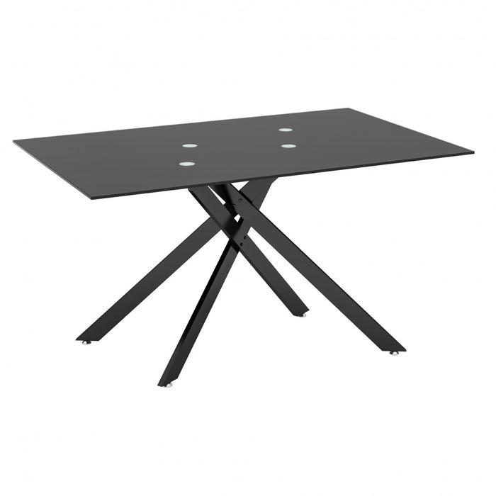 Ethan 51.18\" Rectangular Tempered Glass Dining Table with Stylish Metal Legs,Black Coffee Table