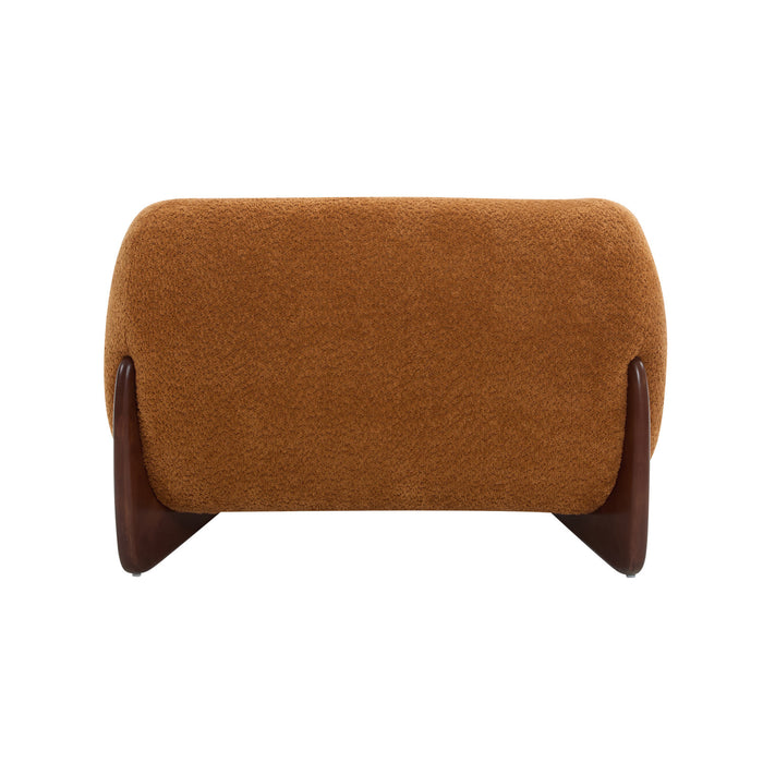 Tuxor Modern Upholstered Boucle Arm Chair with Tuxedo Design, Caramel, Walnut