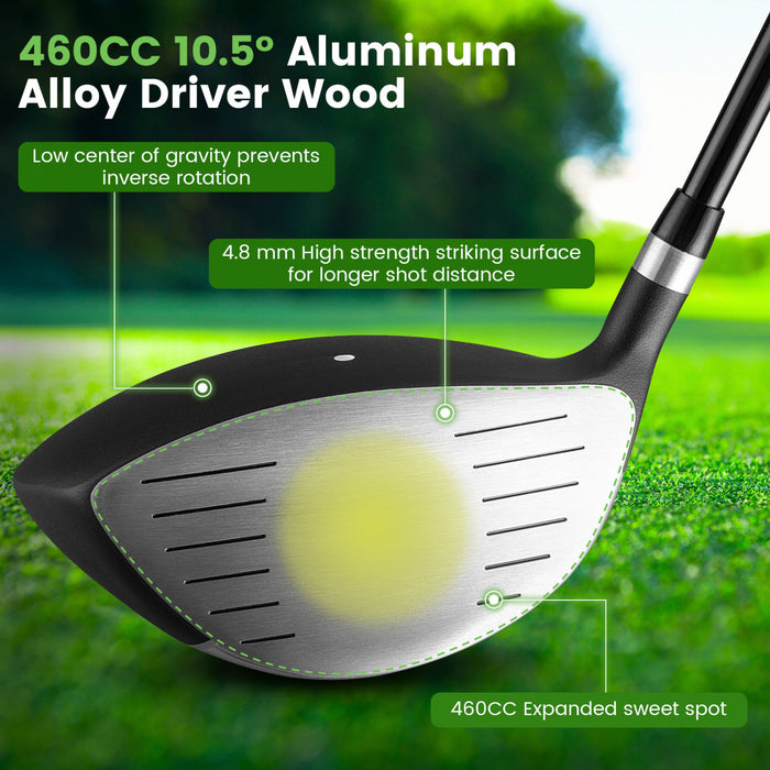 Costway 9 Pcs Men's Complete Golf Club Set Right Handed With 460cc Alloy Driver Irons Gray