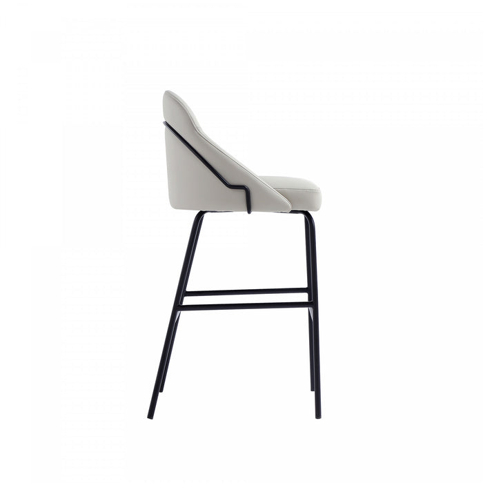 Gracie Modern Metal Upholstered Barstool in Stone Gray and Black - Set of 2