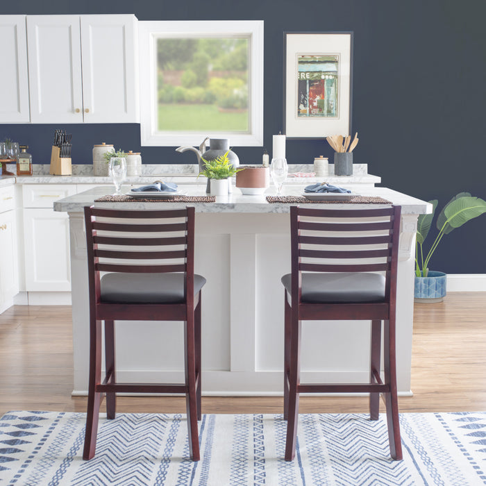 Torino Faux Leather Ladder Back Counter-Height Stool - Merlot