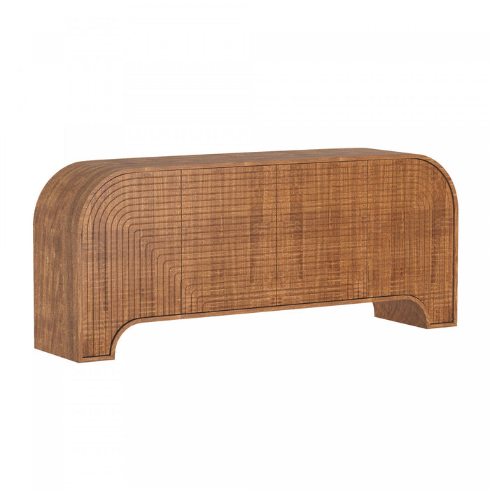 Tressa Contemporary Modern 72\" Solid Wood Sideboard in Walnut (4-Door)