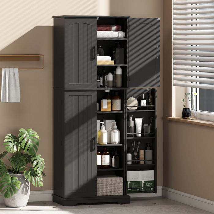 HOMCOM Pantry Cabinet, 64\" Storage Cabinet with Adjustable Shelves, Black