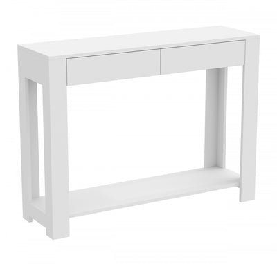 40” Console Table With 2 Drawers And Shelf - White | Console de 40 po avec 2 tiroirs et tablette - blanche