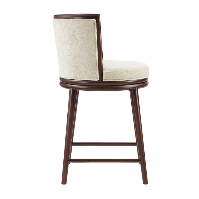 Evalyn Modern Wood Upholstered Counter Stool in Cream - Set of 2