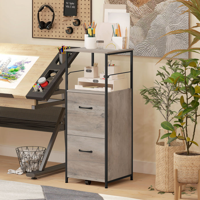 Vinsetto Filing Cabinet with Hanging Bars for Letter A4 Distressed Grey